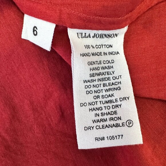 Ulla Johnson Swiss Dot Red Floral Red Clementine Tiered Midi Dress Size 6 - Picture 6 of 12